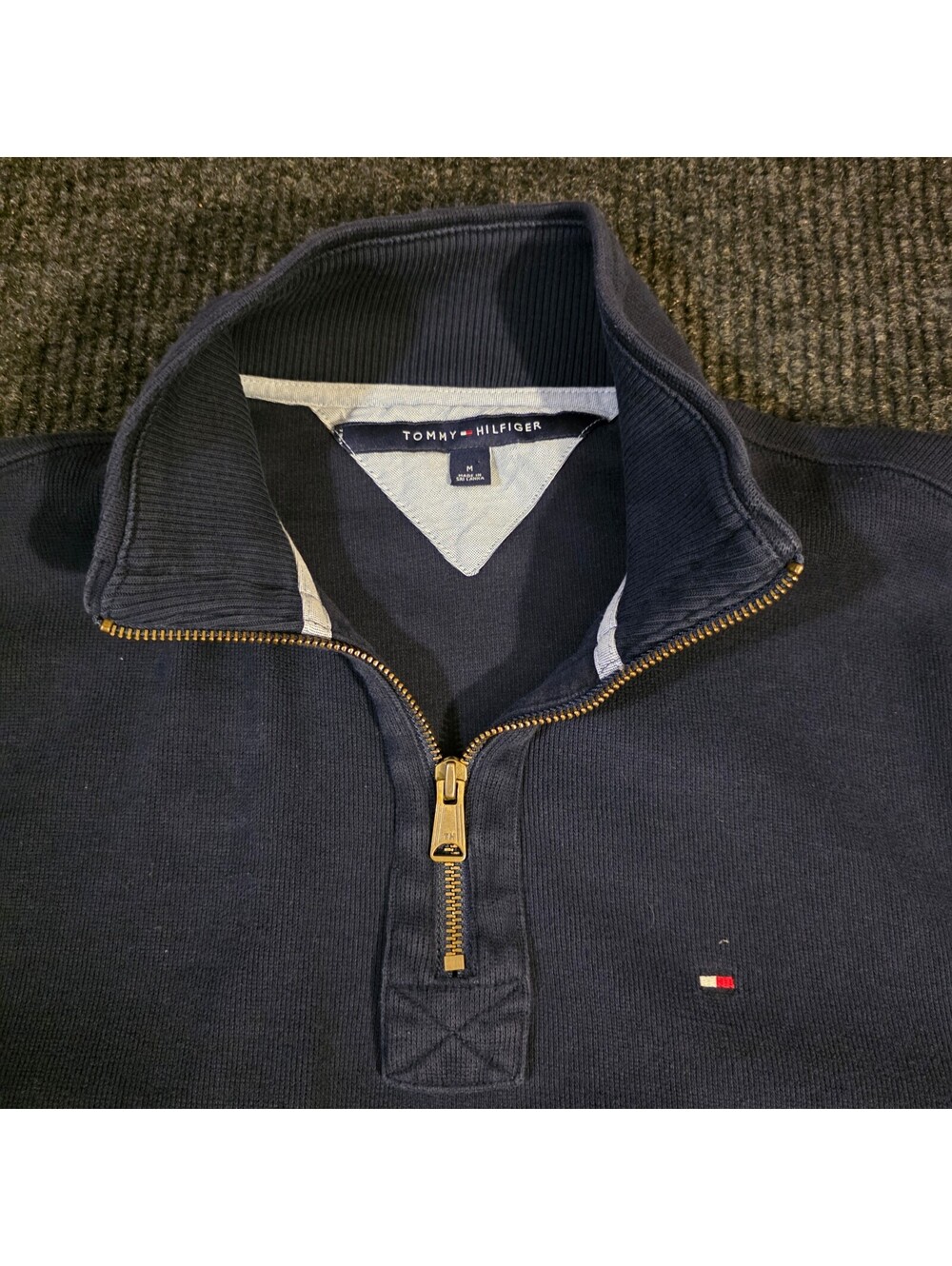 Tommy Hilfiger Navy Blue Half-Zip Pullover Sweatshirt Medium